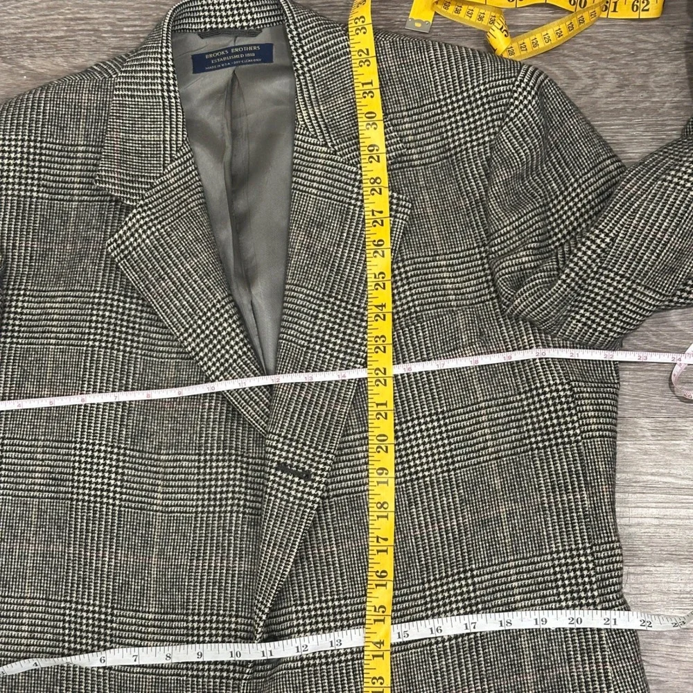 Brooks Brothers Camel Hair Blazer Mens 43L Glen Plaid Sport Coat Vintage Preppy